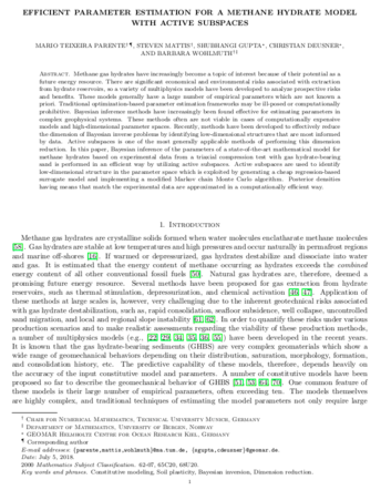 Accepted: Efficient parameter estimation for a methane hydrate model with active subspaces