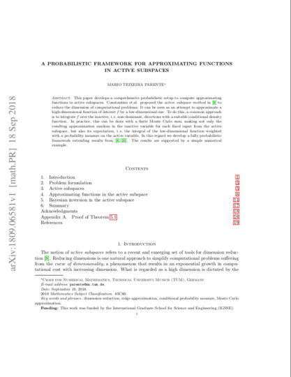 Preprint: A probabilistic framework for approximating functions in active subspaces