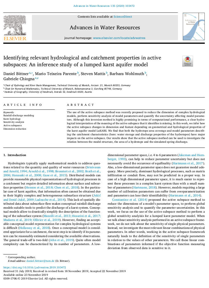 Accepted: Identifying relevant hydrological and catchment properties in active subspaces