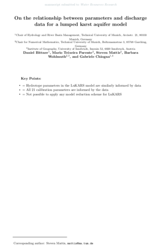 Preprint: On the relationship between parameters and discharge data for a lumped karst aquifer model